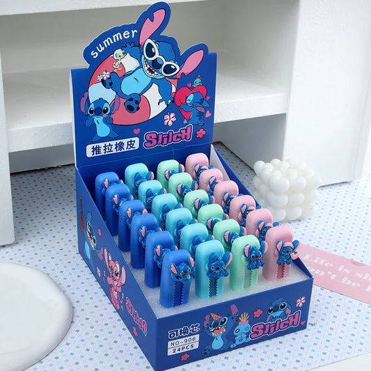 4/24pcs Disney Stitch Push-Pull Erasers