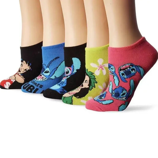 5pcs Lilo &amp; Stitch &amp; Lilo Pelekai Printed Sock Set