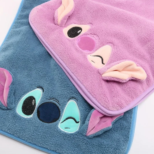 Cartoon Stitch Plush Bath Towel & Quick-Dry Hair Cap
