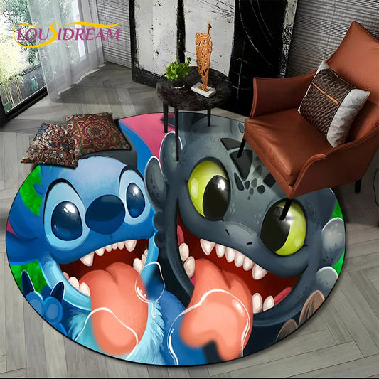 26-Style Cute Stitch 3D Round Area Rug
