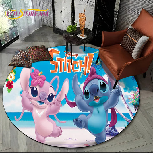 26-Style Cute Stitch 3D Round Area Rug