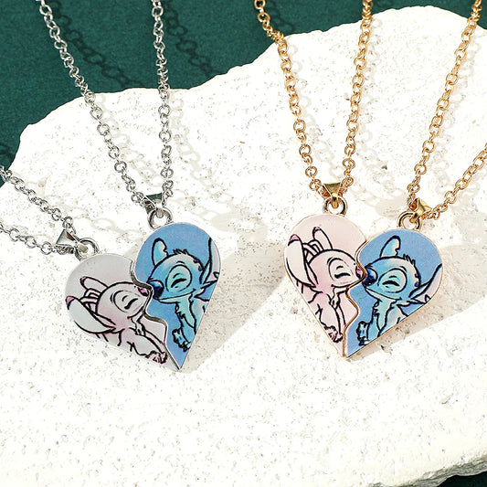 Stitch & Angel Heart Necklace