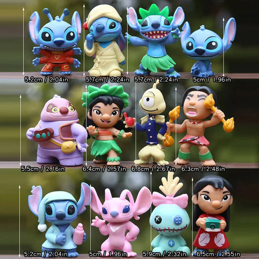 12pcs/set Anime Stitch, Scrump &amp; Lilo Vinyl Figure Model Toys
