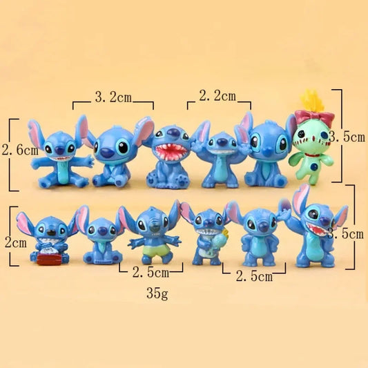 12pcs Mini Stitch Anime Figurine Dolls