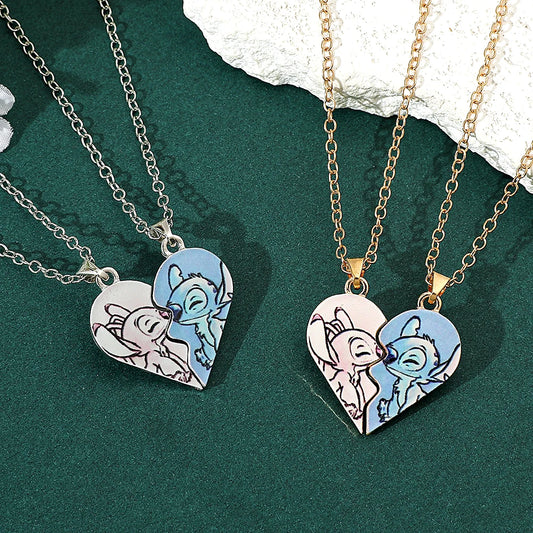Stitch & Angel Heart Necklace