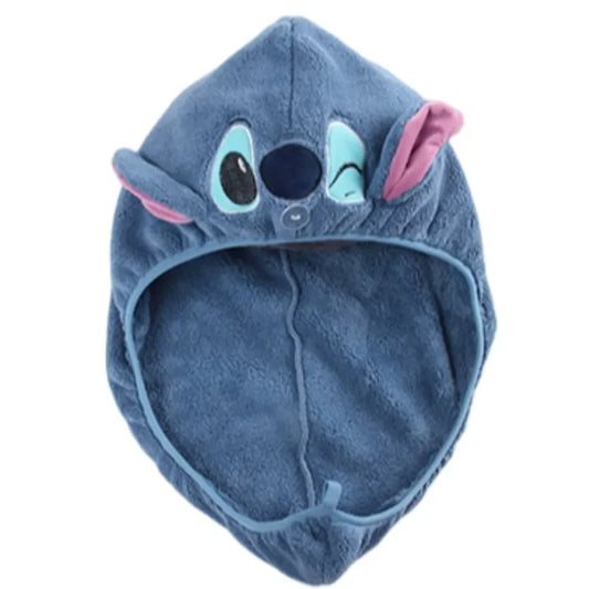 Cartoon Stitch Plush Bath Towel & Quick-Dry Hair Cap