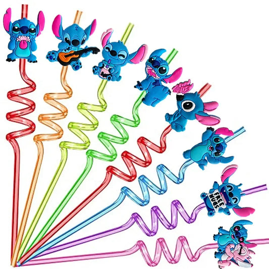 Cartoon Stitch Ice Cream Curved Straw