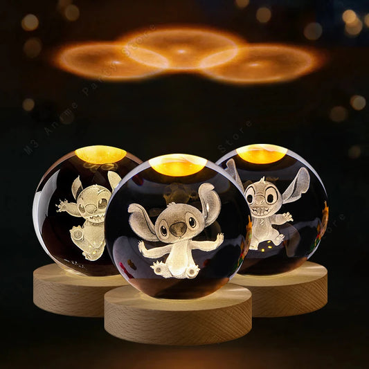 5cm Lilo & Stitch 3D Crystal Ball LED Night Light