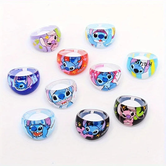 10pcs Disney Stitch Acrylic Rings