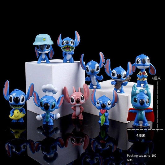 10pcs/set Disney Lilo &amp; Stitch Handmade Doll Models